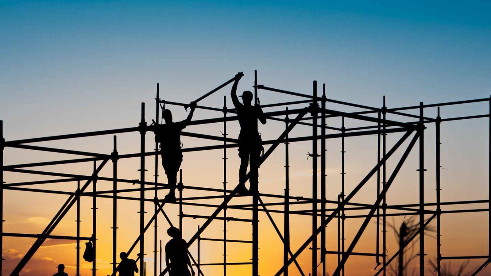 Workers working to build a residental compound